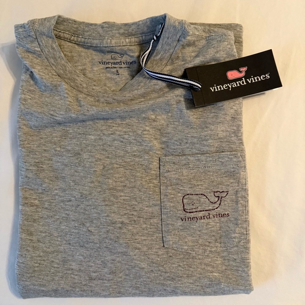 Vineyard Vines Vintage-Style Gray T-Shirt, Boys Size L (16)
